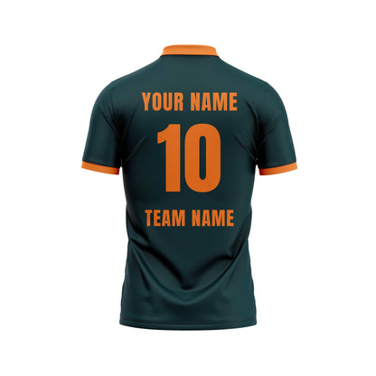 Saffron Cyan Cricket Custom Jersey With Trackpant Cot Net