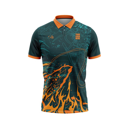 Saffron Cyan Cricket Custom Jersey With Trackpant Cot Net