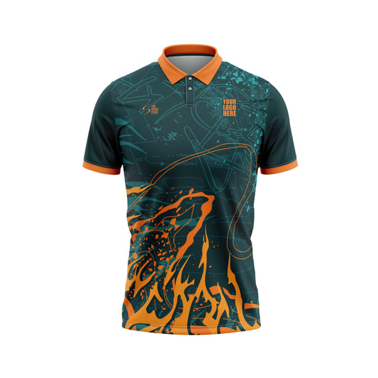 Saffron Cyan Cricket Custom Jersey With Trackpant Cot Net