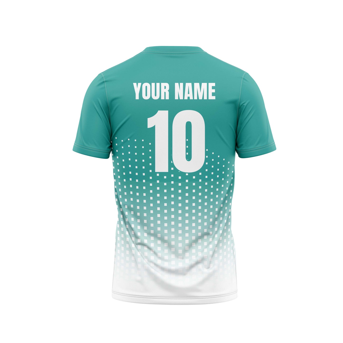 Cyan Square Football Custom Jersey With Shorts Half Sleeve Jacquard