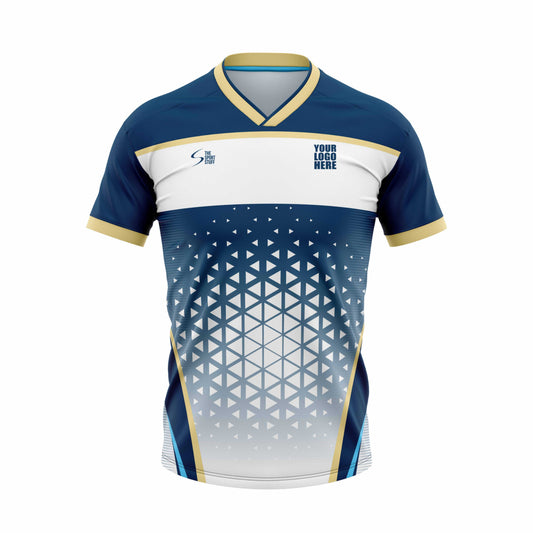 Oriental Blue Football Custom Jersey Shorts With Logo Or Number Print Half Sleeve Jacquard