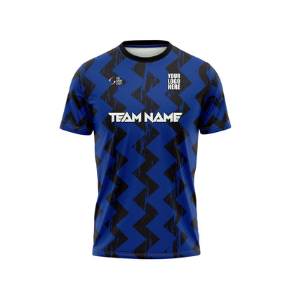 Blue Black Zig Zag Football Custom Jersey Shorts With Logo And Number Print Jacquard