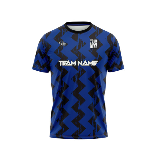 Blue Black Zig Zag Football Custom Jersey Shorts With Logo And Number Print Jacquard