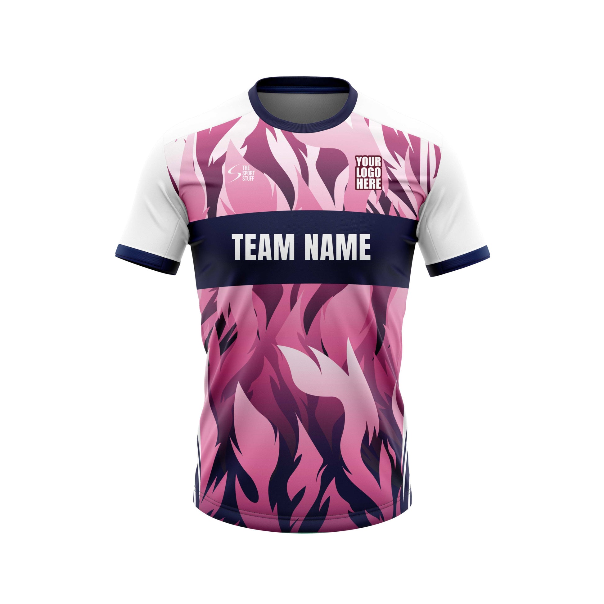 Pink Flames Football Custom Jersey Shorts With Logo And Number Print Honeycomb