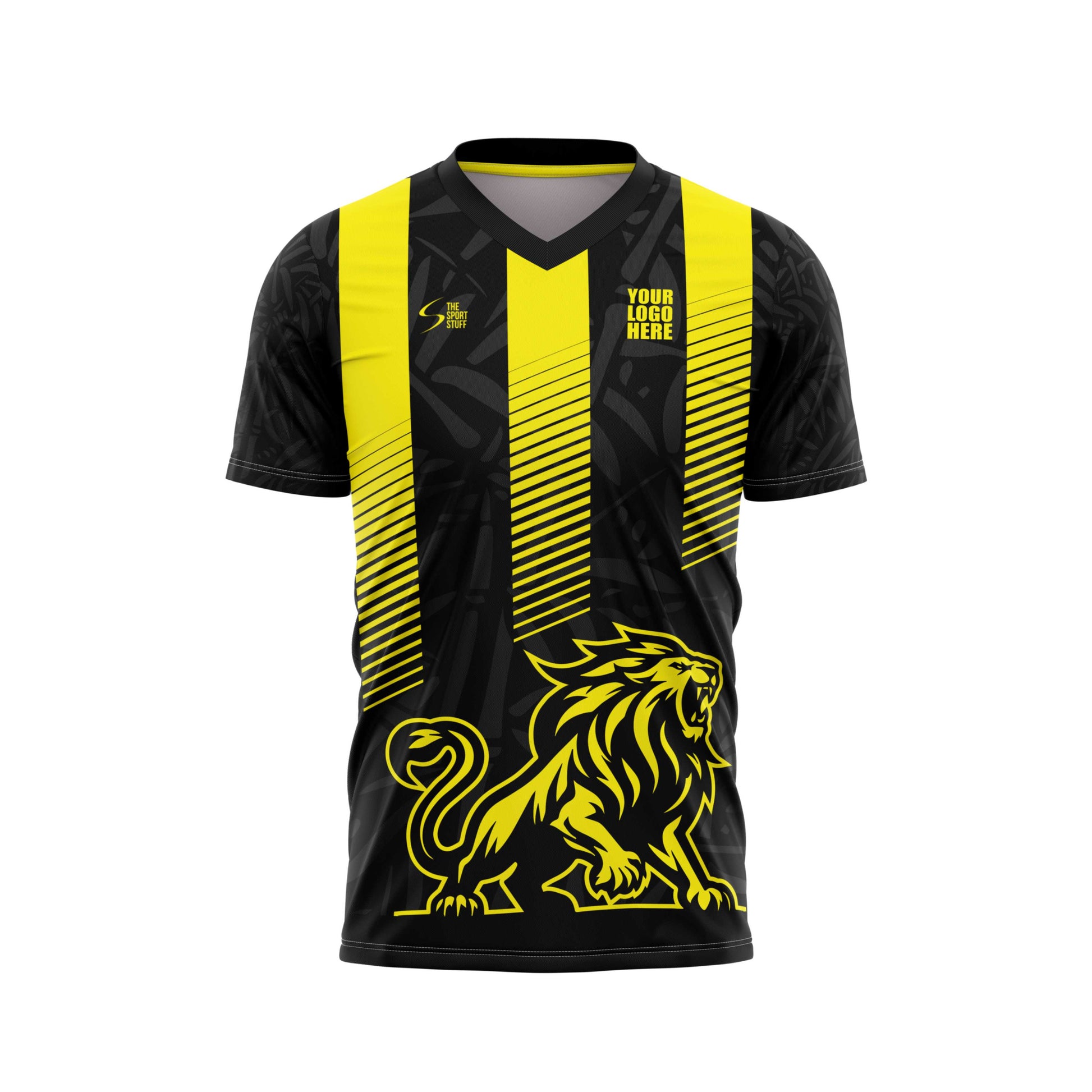 Yellow Lion Football Custom Jersey With Shorts Jacquard