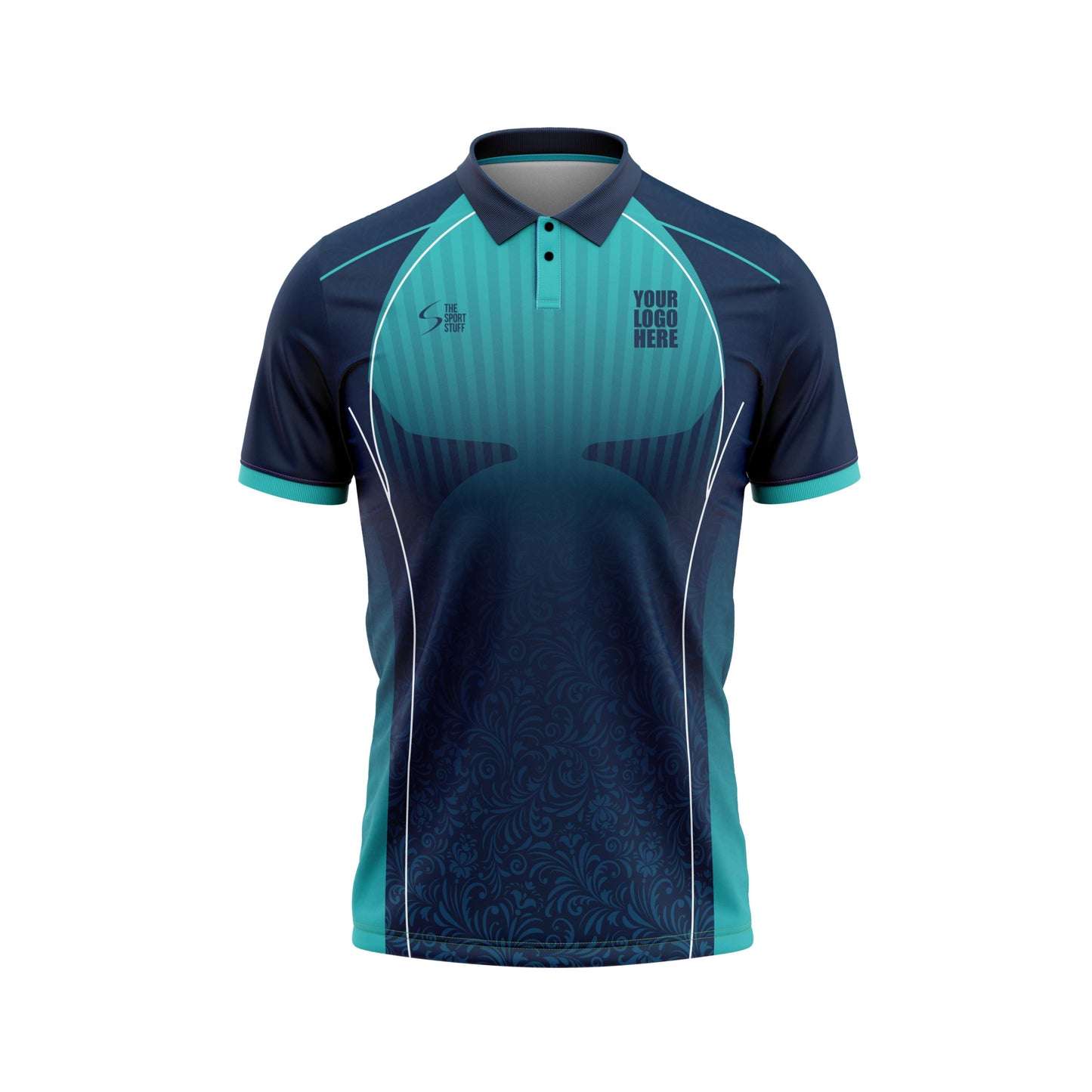Aqua Shower Cricket Custom Jersey With Trackpant Half Sleeve Honeycomb