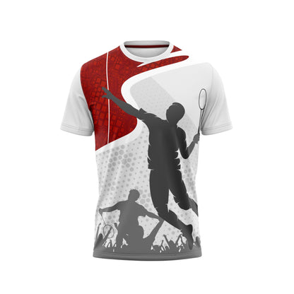 Grey Red Badminton Custom Jersey Without Shorts Cot Net