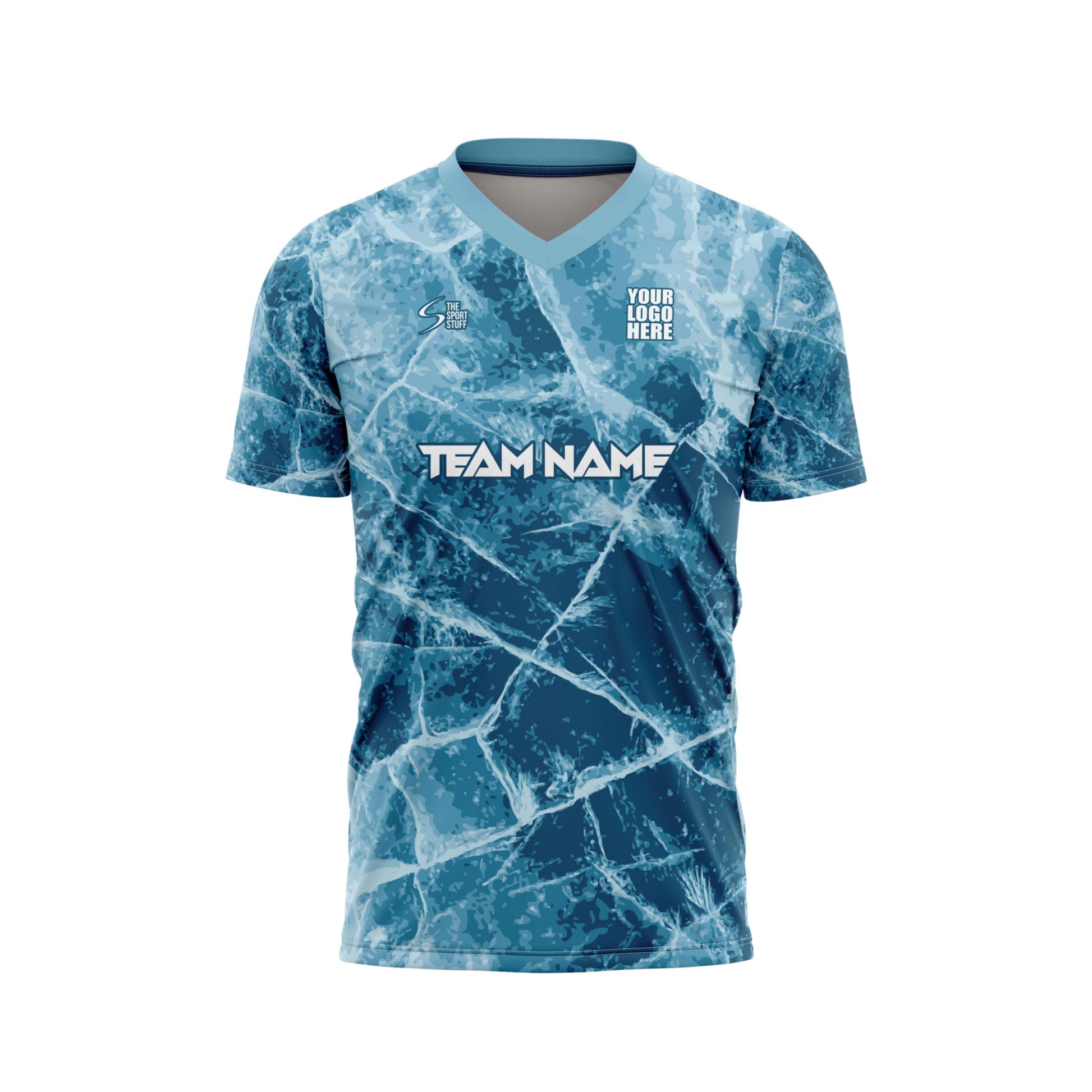Blue Ice Football Custom Jersey With Shorts Jacquard