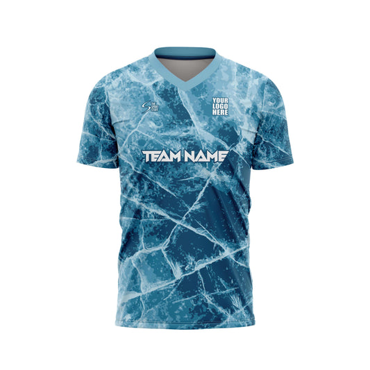 Blue Ice Football Custom Jersey With Shorts Jacquard