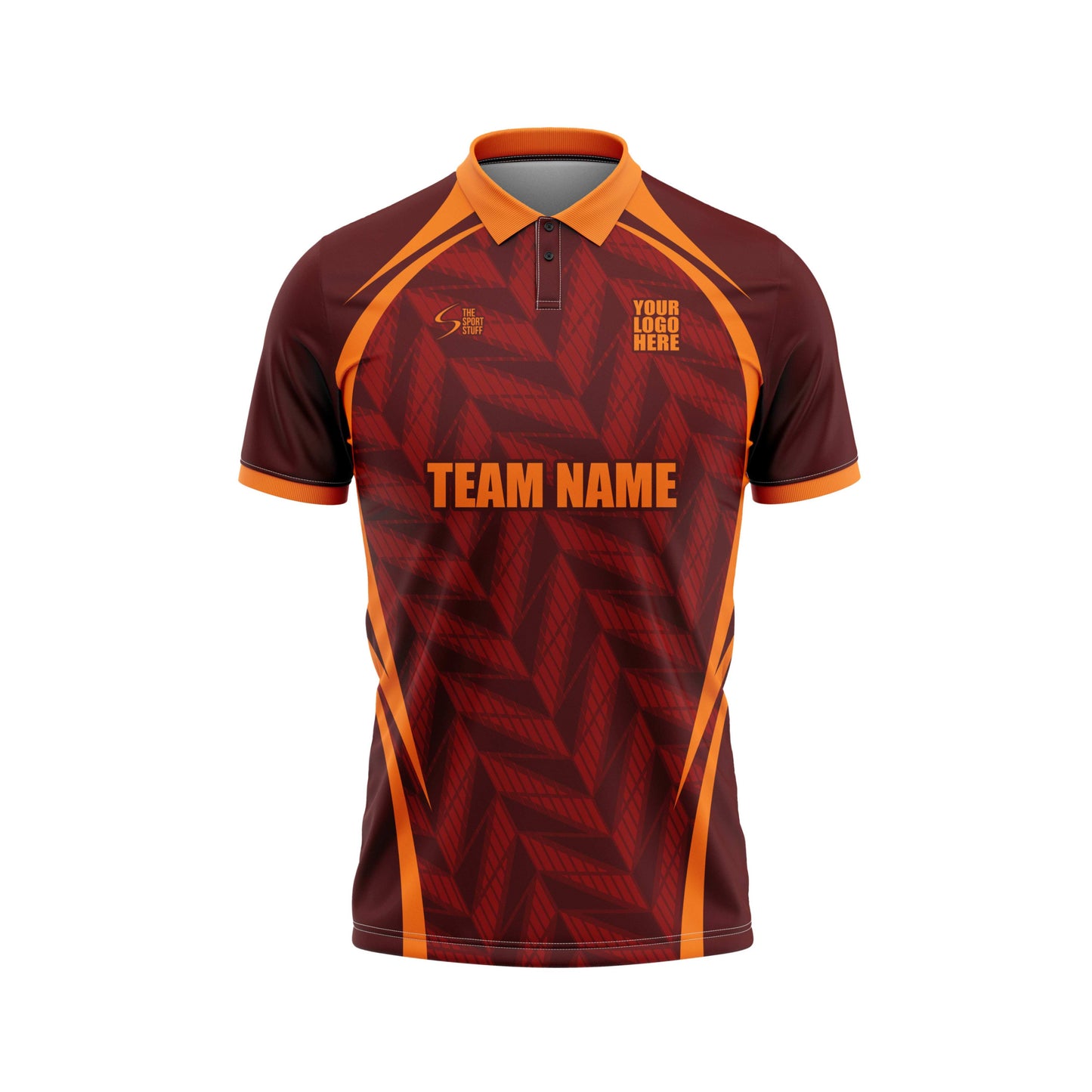 Chocolate Orange Cricket Custom Jersey Trackpant With Logo Print Half Sleeve Jacquard