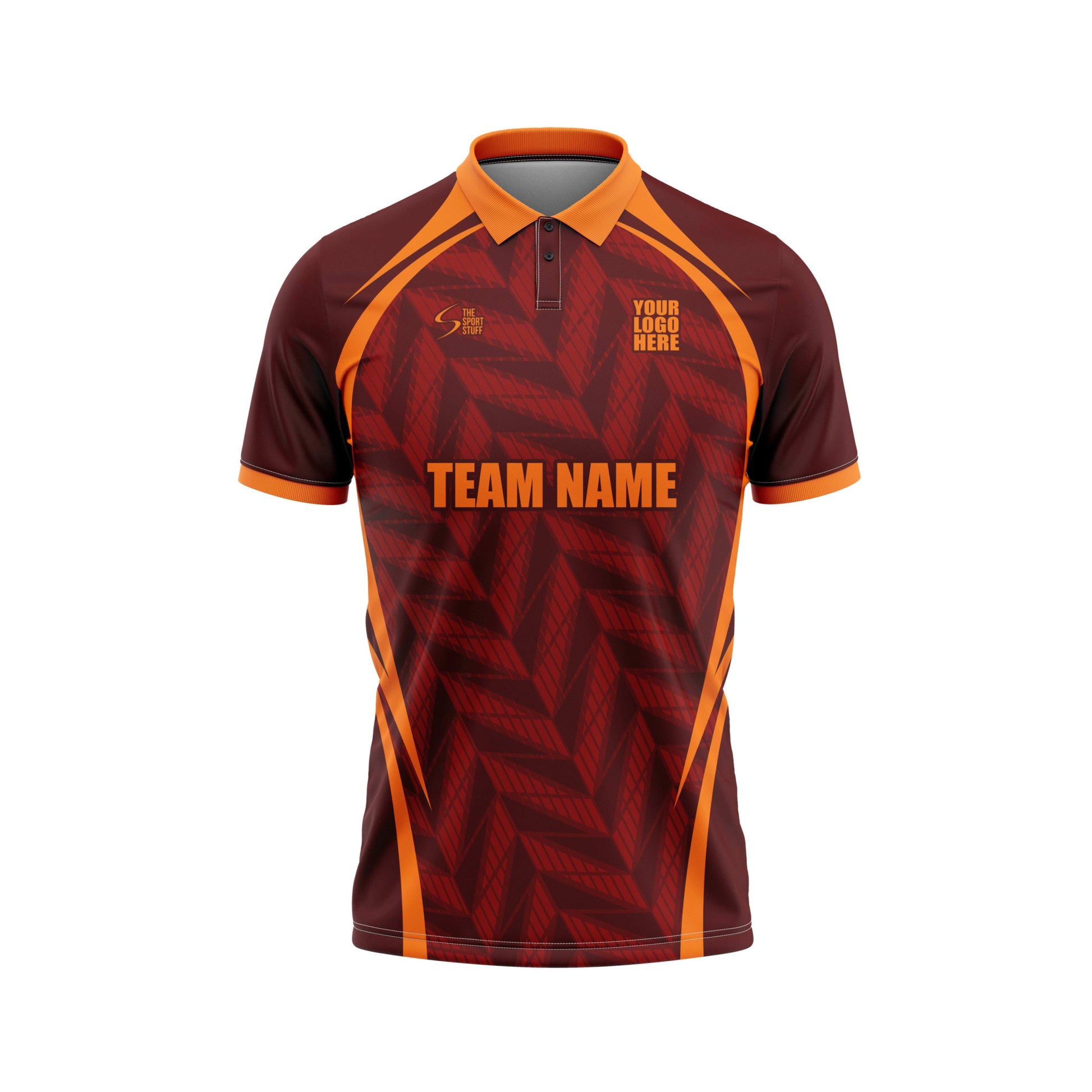 Chocolate Orange Cricket Custom Jersey Trackpant With Logo Print Half Sleeve Jacquard