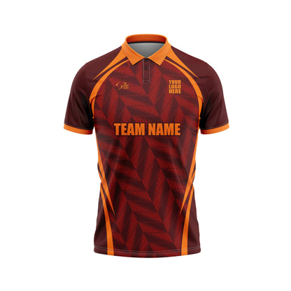 Chocolate Orange Cricket Custom Jersey Trackpant With Logo Print Half Sleeve Jacquard