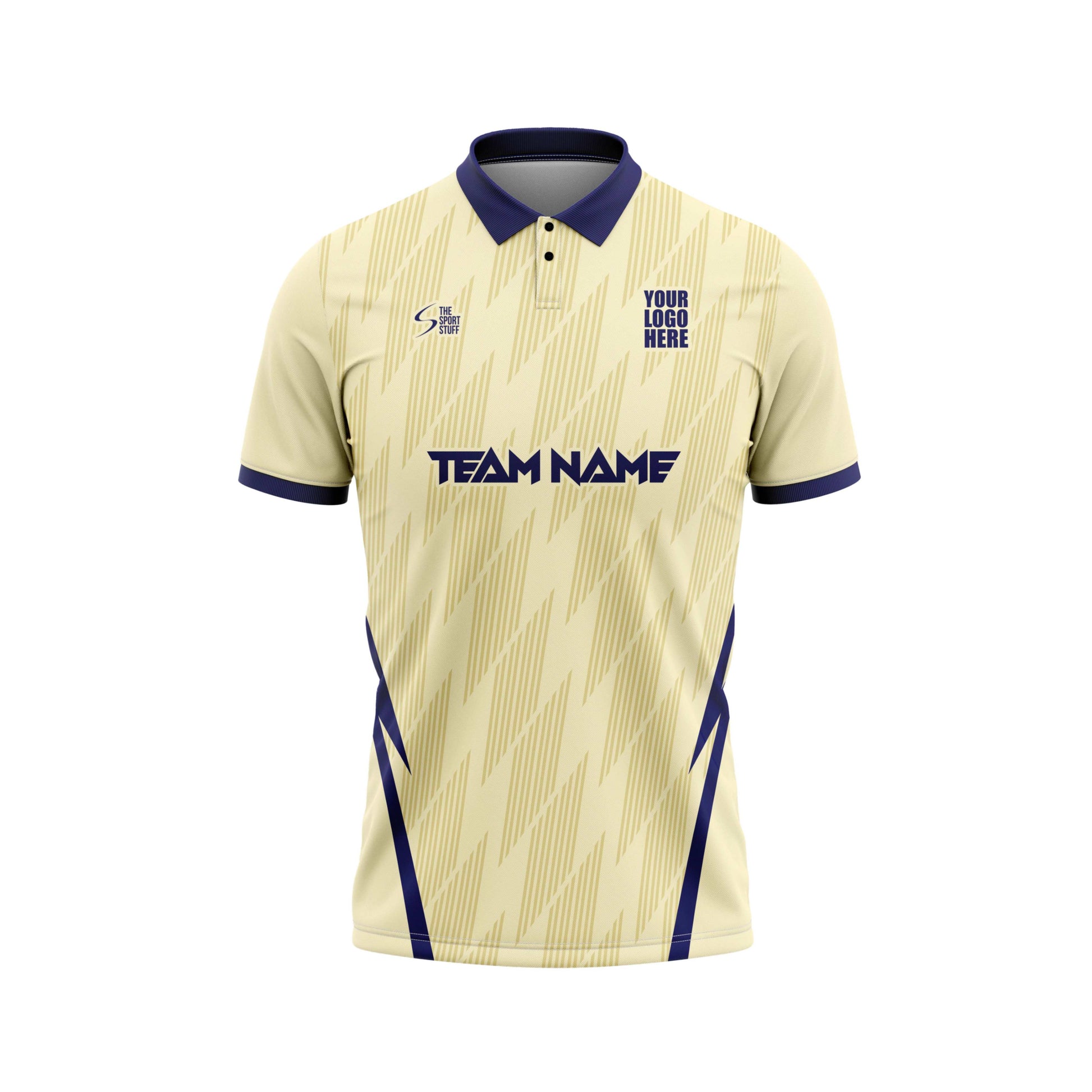 Cream Navy Cricket Custom Jersey With Trackpant Half Sleeve Cot Net