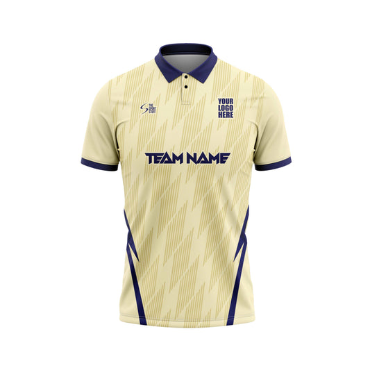 Cream Navy Cricket Custom Jersey With Trackpant Half Sleeve Cot Net