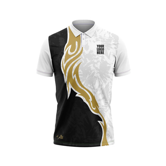 Golden Phantom Cricket Custom Jersey Trackpant With Logo Print Half Sleeve Jacquard