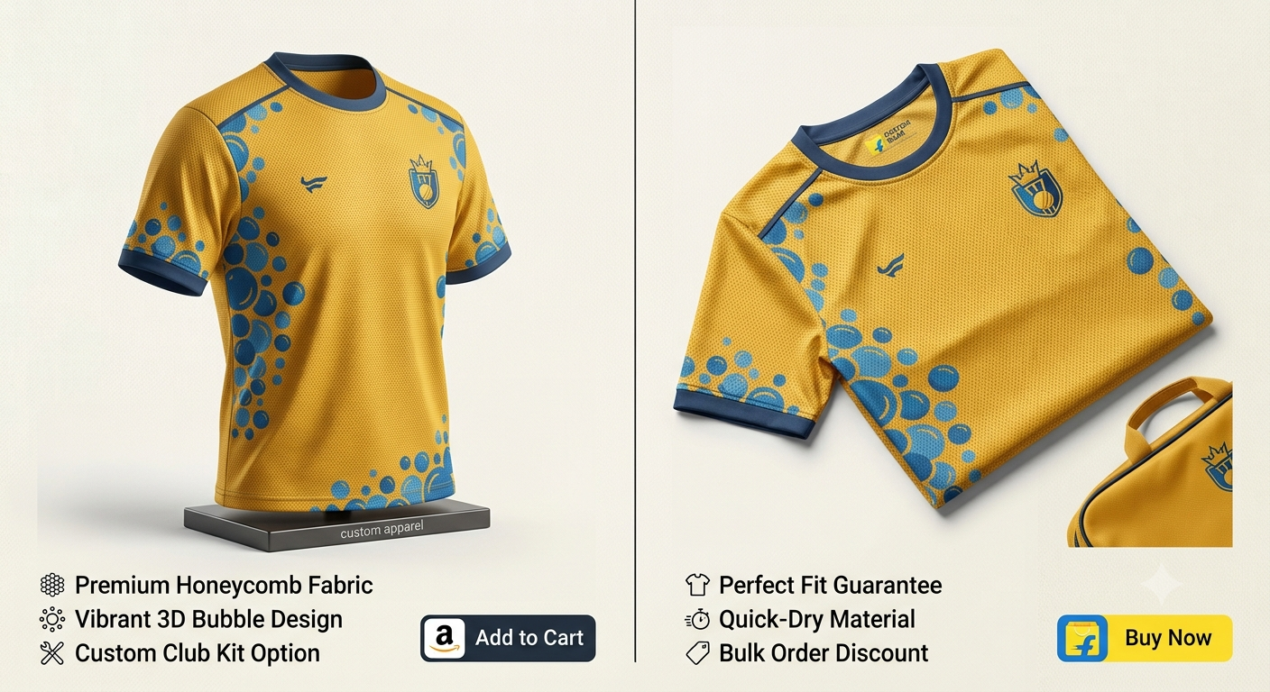 Yellow Bubbles Cricket Custom Jersey Without Trackpant Half Sleeve Honeycomb