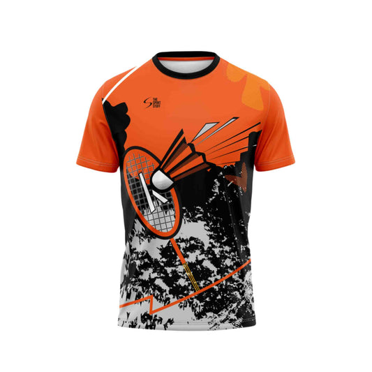 Orange Badminton Custom Jersey With Shorts Cot Net