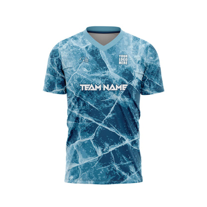 Blue Ice Football Custom Jersey With Shorts Jacquard