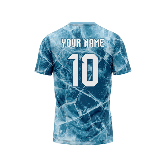 Blue Ice Football Custom Jersey With Shorts Jacquard