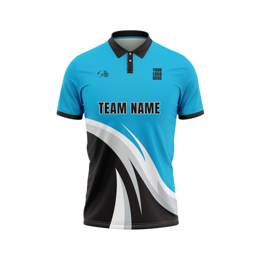 Cerulean Blue Cricket Custom Jersey Trackpant With Logo Print Jacquard