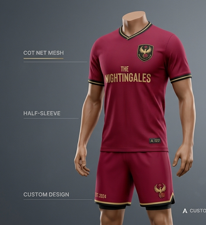 Dark Rose Football Custom Jersey With Shorts Half Sleeve Cot Net